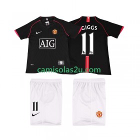 Camisolas de futebol Manchester United GIGGS 11 2007 2008 Retro Criança Equipamento Alternativa Manga Curta